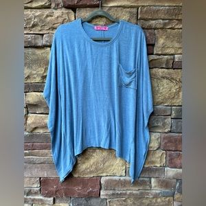 Slouchy poncho top size small blue